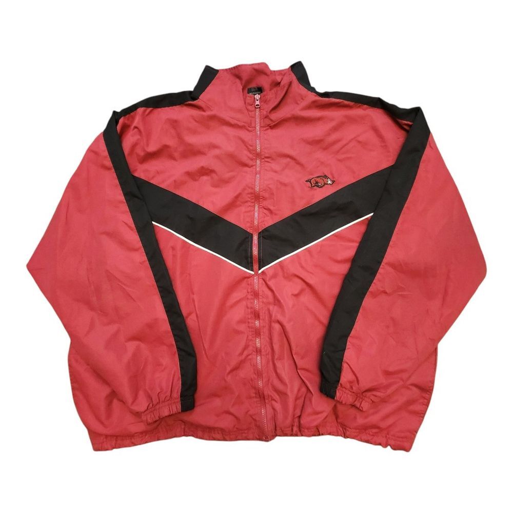 Arkansas Razorbacks Mens Starter Jacket Red Black Zip Up College Football 2XL